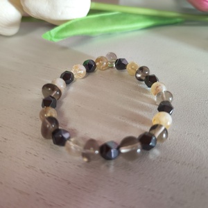 Napfény a sziklák között � Egyedi Füstkvarc, Citrin és Hematit Csillag karkötő - ékszer - karkötő - ásványkarkötő - Meska.hu