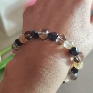 Napfény a sziklák között � Egyedi Füstkvarc, Citrin és Hematit Csillag karkötő - ékszer - karkötő - ásványkarkötő - Meska.hu