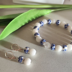 Kék-Fehér Elegancia � Hójáde és Orchidea Kerámia Ékszerszett - ékszer - ékszerszett - Meska.hu