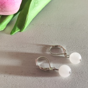 Rózsakvarc Álom Szett � Matt ásvány karkötő gyöngyház virággal és kísérő fülbevalóval - ékszer - ékszerszett - Meska.hu