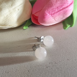 Ásványi Duó: Rózsakvarc és Szodalit Nemesacél Fülbevaló Szett  - ékszer - fülbevaló - pötty fülbevaló - Meska.hu