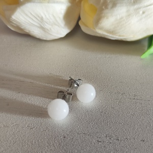 Elegáns Jáde Ásványékszer � Természetes ragyogás nemesacéllal  - ékszer - fülbevaló - pötty fülbevaló - Meska.hu