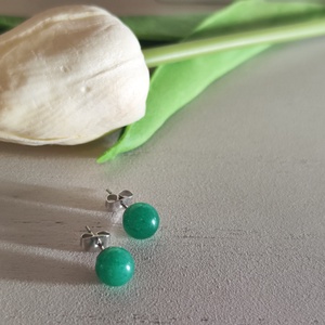 Elegáns Jáde Ásványékszer � Természetes ragyogás nemesacéllal  - ékszer - fülbevaló - pötty fülbevaló - Meska.hu