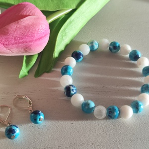 Óceán és Hó � Jáde Ékszerszett Hegyikristállyal - ékszer - ékszerszett - Meska.hu