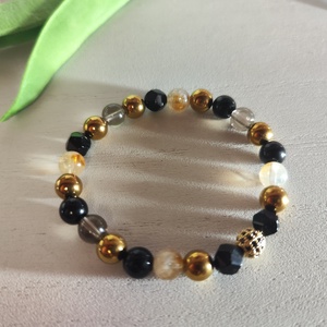 Éjféli Arany Luxus � Kézműves Ásvány Karkötő Tél és Ősz Típusoknak - ékszer - karkötő - ásványkarkötő - Meska.hu