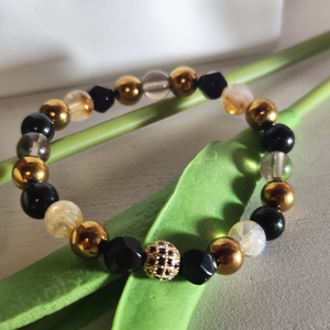 Éjféli Arany Luxus � Kézműves Ásvány Karkötő Tél és Ősz Típusoknak - ékszer - karkötő - ásványkarkötő - Meska.hu