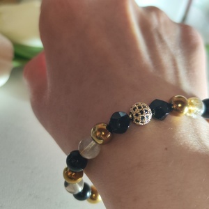 Éjféli Arany Luxus � Kézműves Ásvány Karkötő Tél és Ősz Típusoknak - ékszer - karkötő - ásványkarkötő - Meska.hu