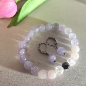 Levendula Szerenád � Prémium Ásvány Szett Nyár és Tél típusoknak, Karkötő + Fülbevaló - ékszer - ékszerszett - Meska.hu