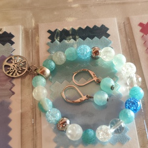 Égszínkék Harmónia � Nemesacél Achát és Hegyikristály Ékszerszett  - Meska.hu