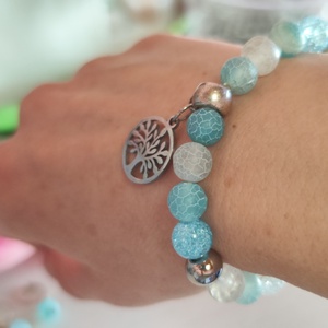 Égszínkék Harmónia � Nemesacél Achát és Hegyikristály Ékszerszett  - ékszer - ékszerszett - Meska.hu