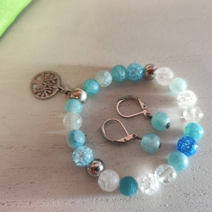 Égszínkék Harmónia � Nemesacél Achát és Hegyikristály Ékszerszett  - ékszer - ékszerszett - Meska.hu