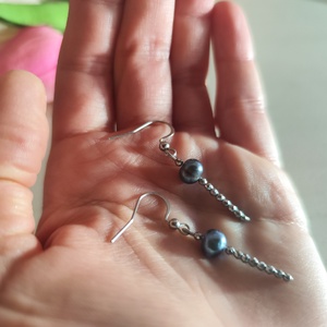 Misztikus Éj � Tenyésztett gyöngy és Hematit fülbevaló - Meska.hu