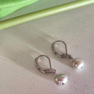 Elegáns Nemesacél Fülbevaló Valódi Barokk Gyöngyökkel , Ékszer, Fülbevaló, Lógó fülbevaló, Ékszerkészítés, Gyöngyfűzés, gyöngyhímzés, MESKA