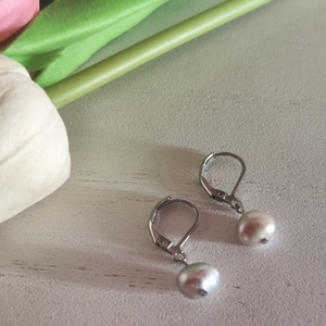 Elegáns Nemesacél Fülbevaló Valódi Barokk Gyöngyökkel  - ékszer - fülbevaló - lógó fülbevaló - Meska.hu