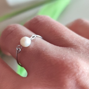 Egyedi Kézműves Nemesacél Gyűrű Édesvízi Tenyésztett Gyönggyel � 58-as méret - Meska.hu