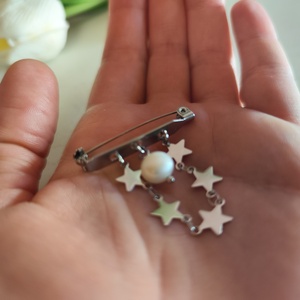 Csillagos Ragyogás � Nemesacél Kitűző Természetes Gyönggyel - Meska.hu