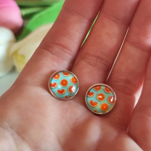 Üde Nyári Narancs � Nemesacél Üveglencsés Fülbevaló (12 mm) - Meska.hu