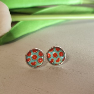 Üde Nyári Narancs � Nemesacél Üveglencsés Fülbevaló (12 mm) - ékszer - fülbevaló - pötty fülbevaló - Meska.hu