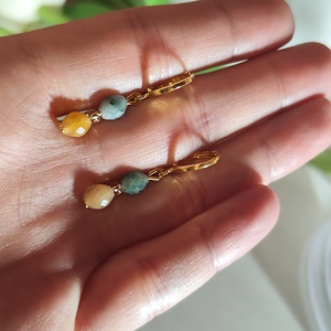Aranyfényű Jáspis Lógó Fülbevaló � Elegancia a Tavasz és Ősz típusú hölgyeknek - ékszer - fülbevaló - lógó fülbevaló - Meska.hu