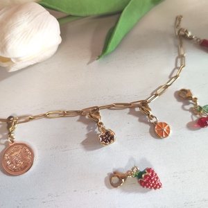 Kézműves nemesacél charm karkötő � egyedi gyümölcsös díszítéssel- állítható méret! - ékszer - karkötő - charm karkötő - Meska.hu