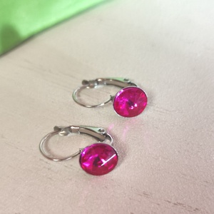 Ragyogó Pink Nemesacél Kislány Fülbevaló � Biztonságos Kapoccsal (8 mm) - ékszer - fülbevaló - lógó fülbevaló - Meska.hu