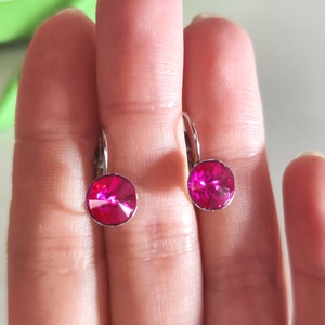 Ragyogó Pink Nemesacél Kislány Fülbevaló � Biztonságos Kapoccsal (8 mm) - Meska.hu