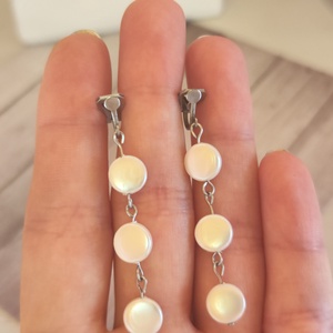 Elegáns Édesvízi Gyöngy Nemesacél Klipsz Fülbevaló (8 mm) - ékszer - fülbevaló - klipsz - Meska.hu