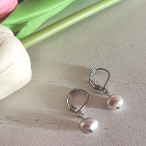 Elegáns Nemesacél Fülbevaló Valódi Barokk Gyöngyökkel  - ékszer - fülbevaló - lógó fülbevaló - Meska.hu