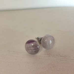Kézműves Ametiszt pötty fülbevaló (10 mm) nemesacél alapon! - ékszer - fülbevaló - pötty fülbevaló - Meska.hu