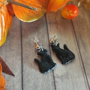 Cuki fekete cica nemesacél fülbevaló � Kézműves őszi, halloweeni ékszer- Egyetlen darab! - ékszer - fülbevaló - lógó fülbevaló - Meska.hu