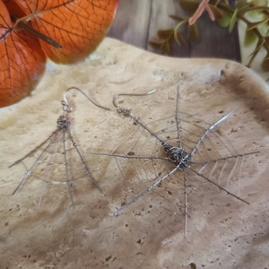 Halloween Pókháló Fülbevaló � Egyedi, Kézzel Készült Nemesacél Ékszer - ékszer - fülbevaló - lógó fülbevaló - Meska.hu