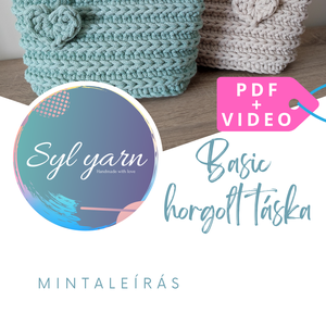 Basic horgolt táska mintaleírás PDF+VIDEO, DIY (Csináld magad), Szabásminta, útmutató, Horgolási minta, Horgolás, MESKA