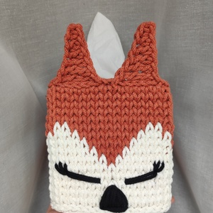 Horgolt rókás zsebkendőtartó, Otthon & Életmód, Babaszoba, gyerekszoba, Játéktároló, Horgolás, MESKA