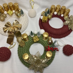 Horgolt adventi koszorú - karácsony - adventi díszek - adventi koszorú - Meska.hu