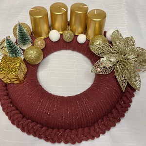 Horgolt adventi koszorú, Karácsony, Adventi díszek, Adventi koszorú, Horgolás, MESKA