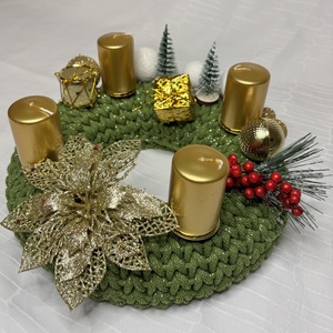 Horgolt adventi koszorú - karácsony - adventi díszek - adventi koszorú - Meska.hu