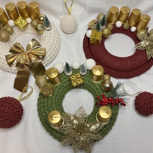 Horgolt adventi koszorú - karácsony - adventi díszek - adventi koszorú - Meska.hu
