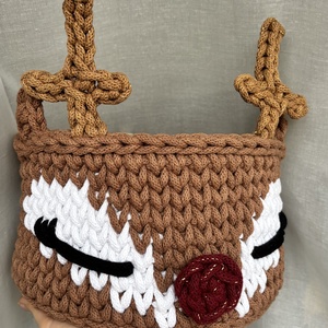 Horgolt rénszarvasos tárolókosár - karácsony - karácsonyi lakásdekoráció - karácsonyi lakásdíszek - Meska.hu