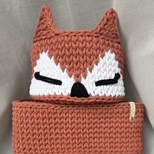 Horgolt rókás kosár, tároló szett / Babaváró ajándék - baba - mama - babaszobabútor - játéktároló - Meska.hu