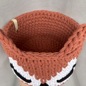 Horgolt rókás kosár - baba - mama - babaszobabútor - játéktároló - Meska.hu