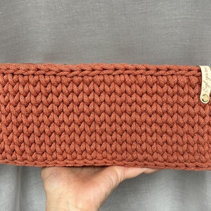 Horgolt terrakotta pelenkatartó kosár, Otthon & Életmód, Babaszoba, gyerekszoba, Játéktároló, Horgolás, MESKA