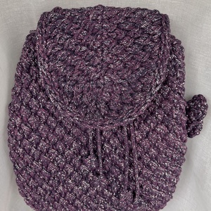 Horgolt lila csillogós hátizsák - Meska.hu