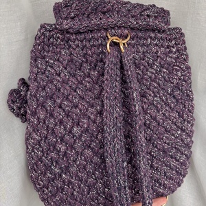 Horgolt lila csillogós hátizsák - táska & tok - hátizsák - hátizsák - Meska.hu