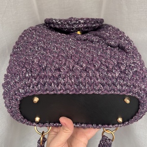 Horgolt lila csillogós hátizsák - táska & tok - hátizsák - hátizsák - Meska.hu