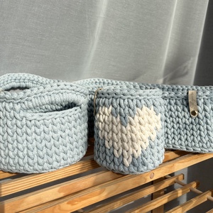 Horgolt kék tároló szett / Babaváró ajándék - Meska.hu