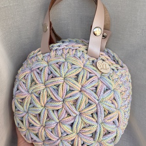 Horgolt jázmin mintás táska, Táska & Tok, Kézitáska & válltáska, Vállon átvethető táska, Horgolás, Varrás, MESKA