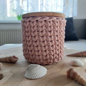 Horgolt tároló bambusz tetővel (#8) - otthon & életmód - tárolás & rendszerezés - tárolókosár - Meska.hu