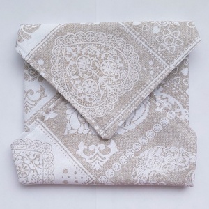 Bézs színű textil újraszalvéta PUL belsővel, Táska & Tok, Uzsonna- & Ebéd tartó, Szendvics csomagoló, Varrás, MESKA