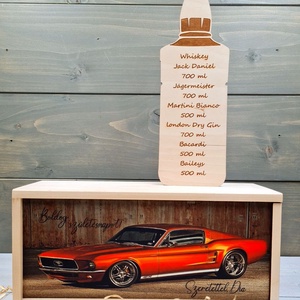 Piros Mustang Italos Ajándék Díszdoboz Szülinapra, Otthon & Életmód, Konyhafelszerelés, tálalás, Tálalás, Bortartó, Gravírozás, pirográfia, Fotó, grafika, rajz, illusztráció, MESKA
