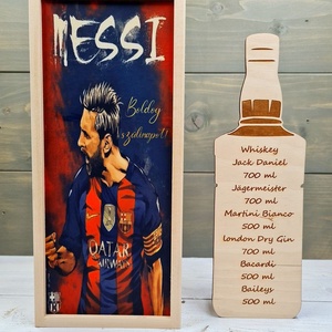 Messi Italos Ajándék Díszdoboz Alkalmakra, Otthon & Életmód, Konyhafelszerelés, tálalás, Tálalás, Bortartó, Gravírozás, pirográfia, Fotó, grafika, rajz, illusztráció, MESKA